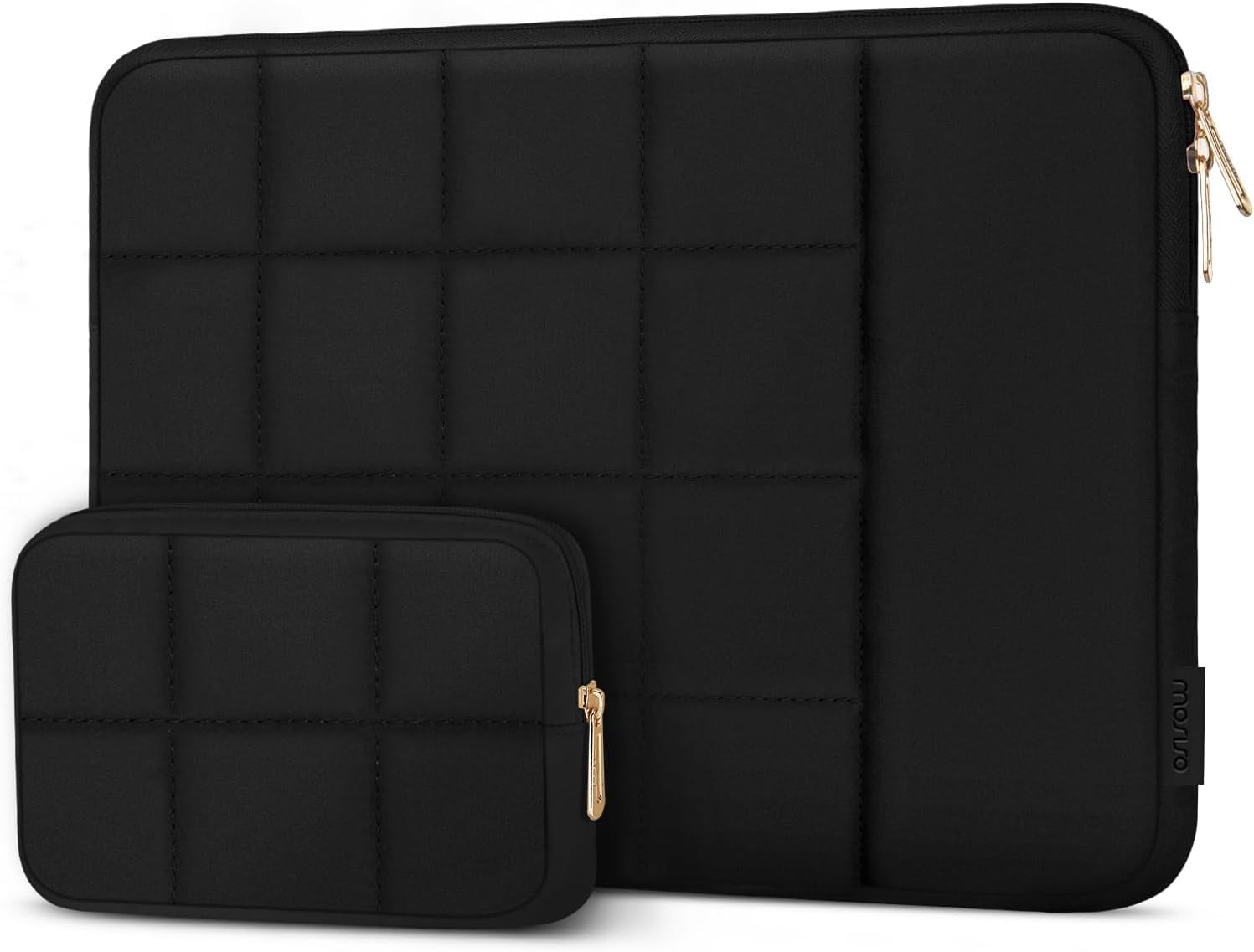 MOSISO 13-14 inch Laptop Case, 13.3 inch Puffy Laptop Sleeve Compatible with MacBook Air/Pro 13 inch, Compatible with MacBook Pro 14, Twelve Square Quilted Bag with Vertical Pocket&Small Case