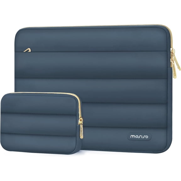 MOSISO 13.3 inch Laptop Case, 13-13.3 inch Puffy Laptop Sleeve Compatible with MacBook Air 13 13.6 M4 M3 M2 M1/Pro 13/Pro 14, HP Dell ASUS Lenovo,Polyester Horizontal Bag with Small Case
