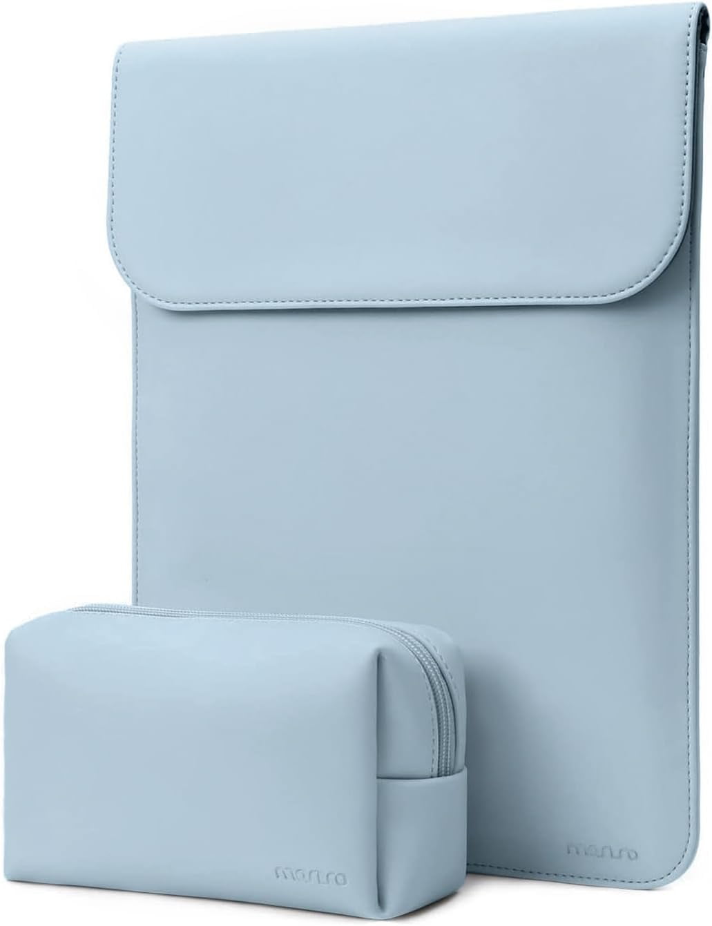 MOSISO 13" Leather Laptop Sleeve Compatible with MacBook/Air/Pro & iPad, Soft Shockproof Case with Accessory Bag
