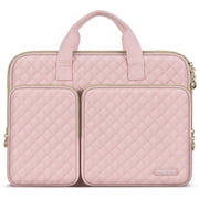 MOSISO 14 Inch Quilted Laptop Sleeve Case, 360 Protective Laptop Bag with Handle, Organizer Pockets & Trolley Strap, Compatible with MacBook, HP, Dell, Lenovo & Acer