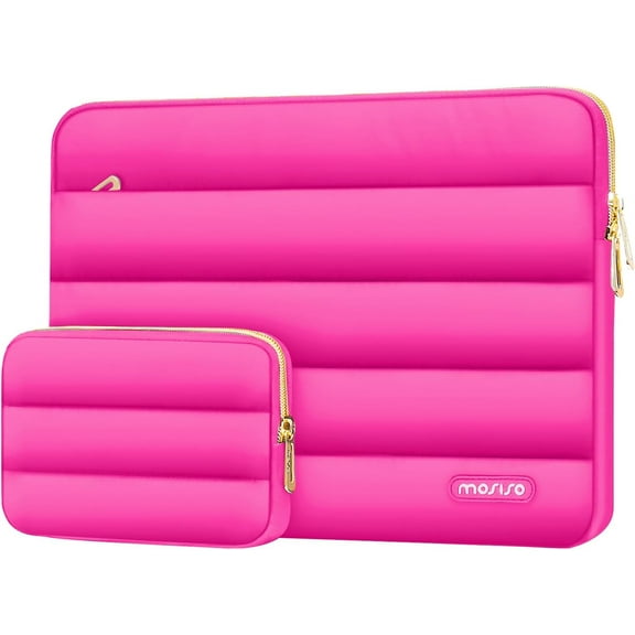 MOSISO 15-15.6 inch Laptop Case, 16 inch Puffy Laptop Sleeve Compatible with MacBook Pro 16, HP Dell ASUS Acer Toshiba Lenovo Notebook Computer, Polyester Horizontal Bag with Small Case