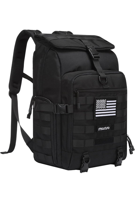 30L Tactical Backpack, Military Daypack 3 Day Assault Pack with Top Flap Pocket & USA Flag Patch, Assault Bag Rucksack for Outdoor Hiking Hunting Camping Training Travel