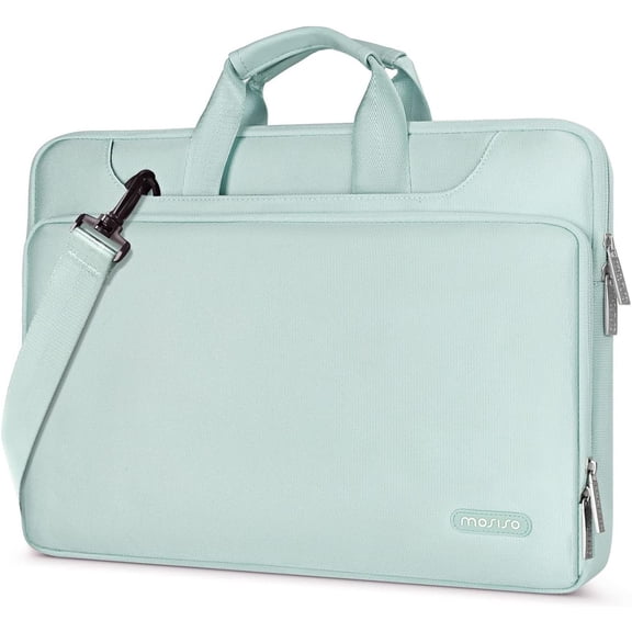 MOSISO 360 Protective Laptop Bag 13.3 inch, 13-14 inch Computer Compatible with MacBook Air 13 inch/Pro 14 inch,HP,Dell,Notebook, Carrying Case Strap&Handle, Mint Green