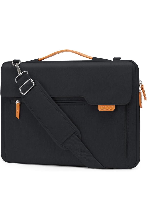360 Protective Laptop Shoulder Bag, 15-15.6 inch Computer Bag Compatible with MacBook Pro 16, HP, Dell, Lenovo, Asus Notebook,Flapover Sleeve with Fully Open Zipper&Handle&Pockets