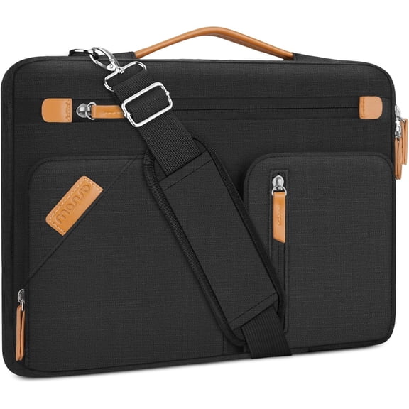 MOSISO 360 Protective Laptop Shoulder Bag, 15-15.6 inch Computer Bags Compatible with MacBook Pro 16, HP, Dell, Lenovo, Asus Notebook, Side Open Messenger Bag with 4 Accessory Pockets & Belt
