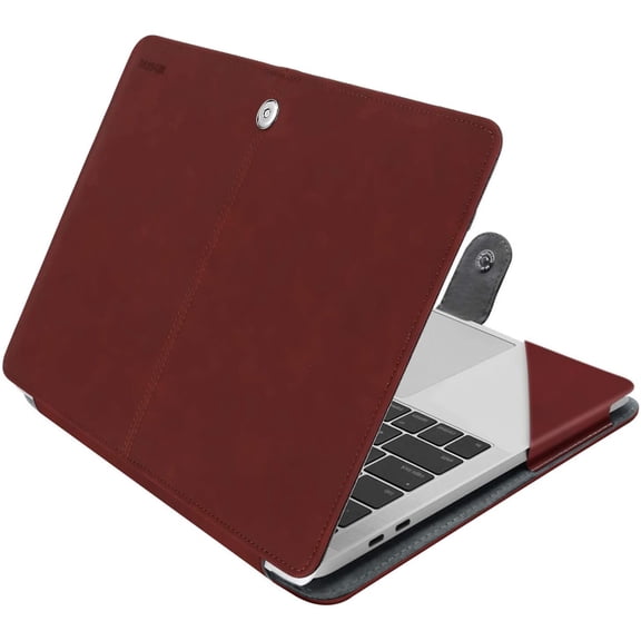 MOSISO Case Compatible with MacBook Air 13.6 inch M4 M3 M2 2025-2022 /Air 13 M1 2022-2018 /Pro 13 inch M2 M1 2025-2016, PU Leather Portfolio Protective Stand Cover