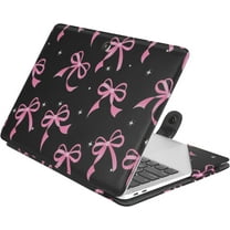 MOSISO Case Compatible with MacBook Air 13 inch M4 M3 M2 M1 2025-2018/Pro 13 inch M2 M1 2025-2016, Pink Bows PU Leather Portfolio Protective Stand Cover