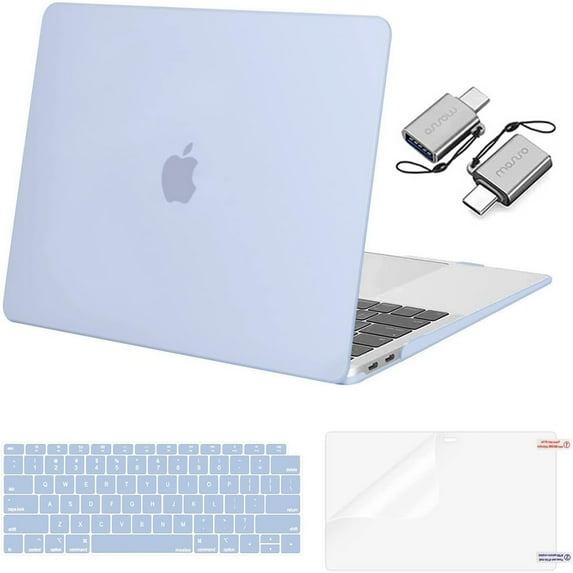 MOSISO Compatible with 2022 - 2018 MacBook Air 13 inch Case A2337 M1 A2179 A1932 Retina Display Touch ID, Plastic Hard Shell Case&Keyboard Cover&Screen Protector&Type C Adapter, Cerulean Blue