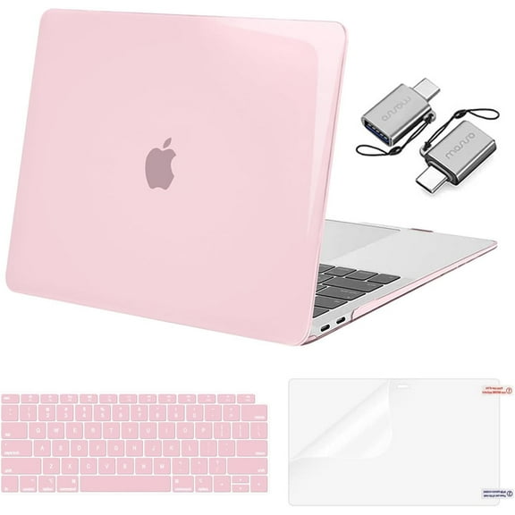 MOSISO Compatible with 2022 - 2018 MacBook Air 13 inch Case A2337 M1 A2179 A1932 Retina Display Touch ID, Plastic Hard Shell Case&Keyboard Cover&Screen Protector&Type C Adapter, Rose Pink