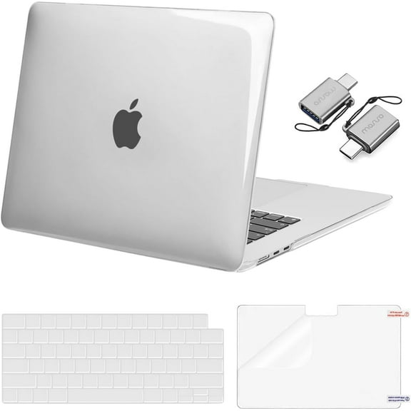MOSISO Compatible with 2025-2023 MacBook Air 15 inch Case M4 A3241 M3 A3114 M2 A2941 with Liquid Retina Display Touch ID, Plastic Hard Shell Case&Keyboard Cover&Screen Protector&Type C, Crystal Clear