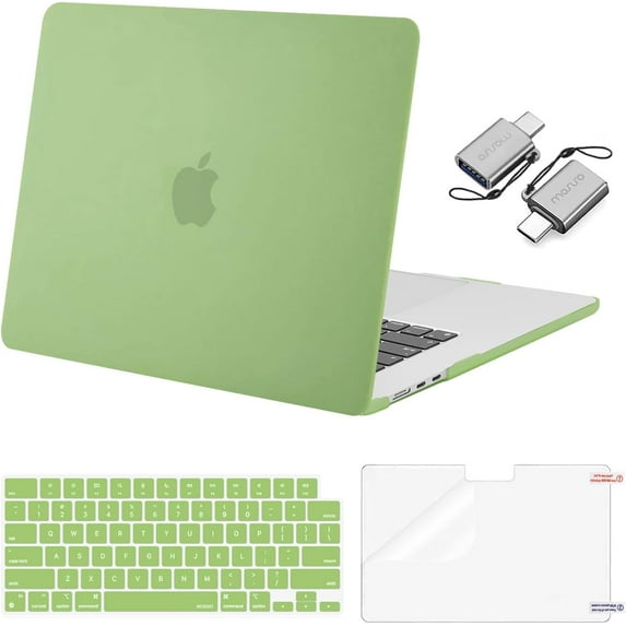 MOSISO Compatible with 2025-2023 MacBook Air 15 inch Case M4 A3241 M3 A3114 M2 A2941 with Liquid Retina Display Touch ID, Plastic Hard Shell Case&Keyboard Cover&Screen Protector&Type C, Chartreuse