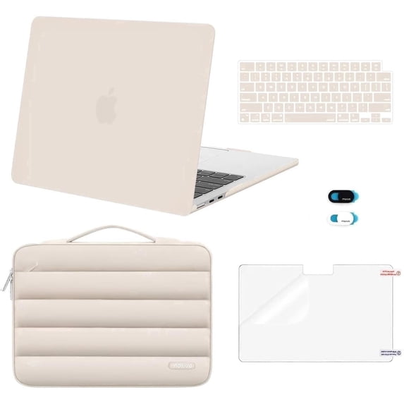 MOSISO Compatible with MacBook Air 13 inch / 13.6 inch Case for M5 A3449 / M4 A3240 / M3 A3113 / M2 A2681 (2022–2026),5-in-1 Set Hard Shell Protective Cover Set