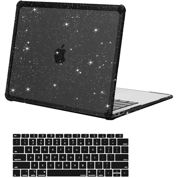 MOSISO Compatible with MacBook Air 13 inch Case 2022-2018 Release A2337 M1 A2179 A1932, Anti-Cracking&Anti-Fingerprint Heavy Duty Glitter Plastic Hard Case with TPU Bumper&Keyboard Cover