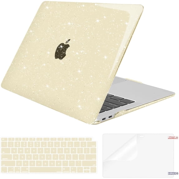 MOSISO Compatible with MacBook Air 13 inch Case 2022 2021 2020 2019 2018 A2337 M1 A2179 A1932, Glitter Plastic Hard Shell&Keyboard Cover&Screen Film&Storage Bag for MacBook Air 13 inch