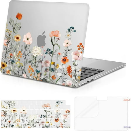 MOSISO Compatible with MacBook Air 13 inch Case 2025-2022 M4 A3240 M3 A3113 M2 A2681, Plastic Garden Flowers Hard Shell&Keyboard Cover&Screen Film Compatible with MacBook Air 13.6 inch