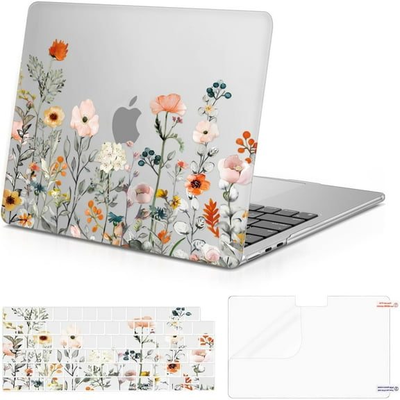 MOSISO Compatible with MacBook Air 13 inch Case 2025-2022 M4 A3240 M3 A3113 M2 A2681, Plastic Garden Flowers Hard Shell&Keyboard Cover&Screen Film Compatible with MacBook Air 13.6 inch