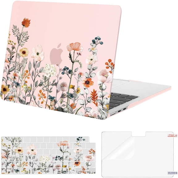 MOSISO Compatible with MacBook Air 13 inch Case 2025-2022 M4 A3240 M3 A3113 M2 A2681, Plastic Garden Flowers Hard Shell&Keyboard Cover&Screen Film Compatible with MacBook Air 13.6 inch