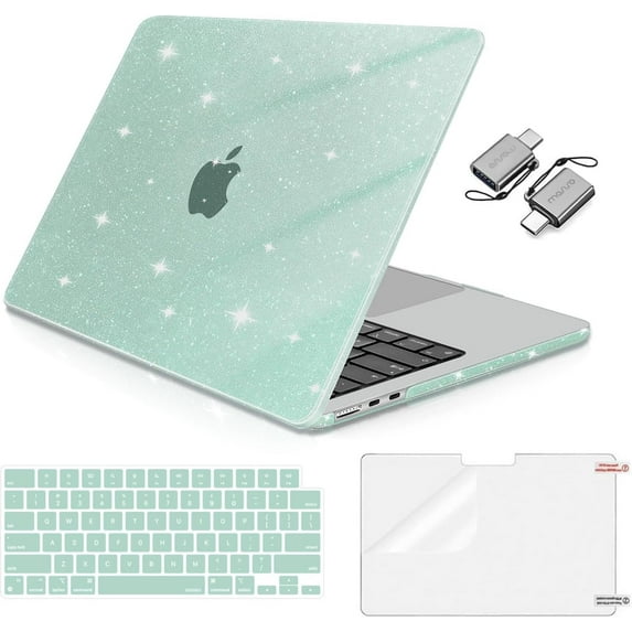 MOSISO Compatible with MacBook Air 13 inch Case 2025 2024 2023 2022 M4 A3240 M3 A3113 M2 A2681, Glitter Sparkly Hard Shell&Keyboard Skin&Screen Film&Type C for MacBook Air 13.6 inch Case