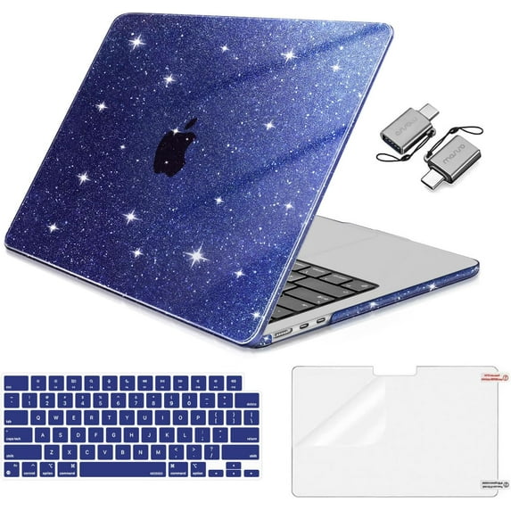 MOSISO Compatible with MacBook Air 13 inch Case 2025 2024 2023 2022 M4 A3240 M3 A3113 M2 A2681, Glitter Sparkly Hard Shell&Keyboard Skin&Screen Film&Type C for MacBook Air 13.6 inch Case