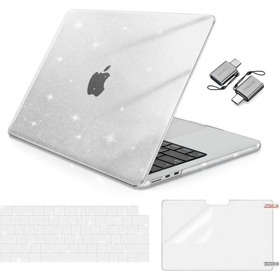 MOSISO Compatible with MacBook Air 13 inch Case 2025 2024 2023 2022 M4 A3240 M3 A3113 M2 A2681, Glitter Sparkly Hard Shell&Keyboard Skin&Screen Film&Type C for MacBook Air 13.6 inch Case