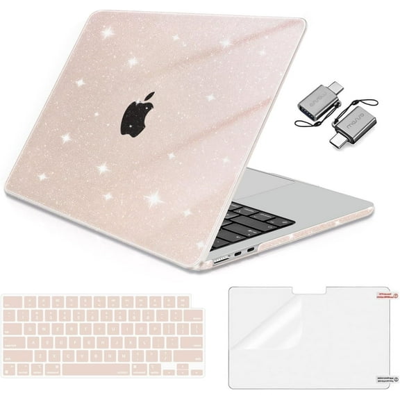 MOSISO Compatible with MacBook Air 13 inch Case 2025 2024 2023 2022 M4 A3240 M3 A3113 M2 A2681, Glitter Sparkly Hard Shell&Keyboard Skin&Screen Film&Type C for MacBook Air 13.6 inch Case