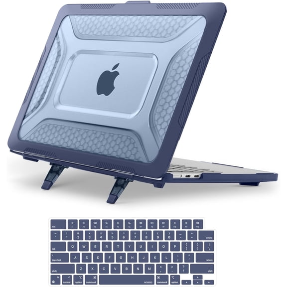 MOSISO Compatible with MacBook Air 13 inch Case 2025 2024 2023 2022 M4 A3240 M3 A3113 M2 A2681,Honeycomb Heavy Duty TPU Bumper Hard Case with Kickstand&Keyboard Skin for MacBook Air 13.6
