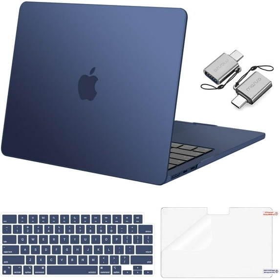 MOSISO Compatible with MacBook Air 13.6 inch Case 2025 2024 2023 2022 M4 A3240 M3 A3113 M2 A2681, Plastic Hard Shell&Keyboard Cover&Screen Film&Type C for MacBook Air 13.6 inch Case