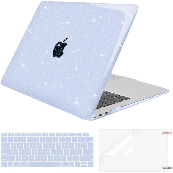 MOSISO Compatible with MacBook Air 13 inch Case 2025 2024 2023 2022 M4 A3240 M3 A3113 M2 A2681, Sparkly Glitter Hard Shell&Keyboard Cover&Screen Film&Pouch for MacBook Air 13.6 inch Case