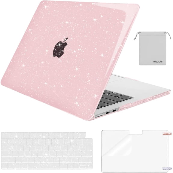 MOSISO Compatible with MacBook Air 13 inch Case 2025 2024 2023 2022 M4 A3240 M3 A3113 M2 A2681, Sparkly Glitter Hard Shell&Keyboard Cover&Screen Film&Pouch for MacBook Air 13.6 inch Case