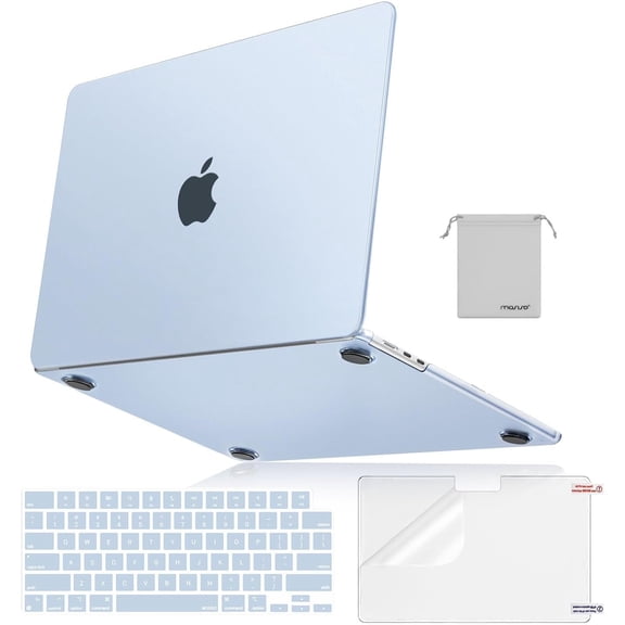 MOSISO Compatible with MacBook Air 13 inch Case 2025 2024 2023 2022 M4 A3240 M3 A3113 M2 A2681, Ultra-Thin Natural Original Hard Shell&Matching Color Keyboard Cover&Screen Film&Pouch, Midnight Clear