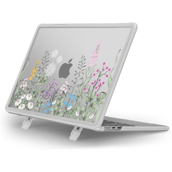 MOSISO Compatible with MacBook Air 13 inch Case 2026-2022 M5 M4 M3 M2 A3449 A3240 A3113 A2681, Lush Weeds Heavy Duty Shockproof Hard Shell Cover Fold Kickstand for MacBook Air 13.6 Case