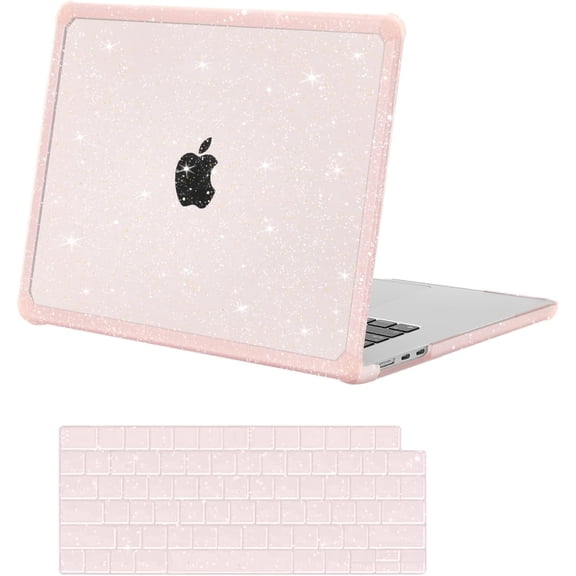 MOSISO Compatible with MacBook Air 15 inch Case 2025 2024 2023 M4 A3241 M3 A3114 M2 A2941,Anti-Cracking&Anti-Fingerprint Heavy Duty Glitter Plastic Hard Case with TPU Bumper&Keyboard Cover