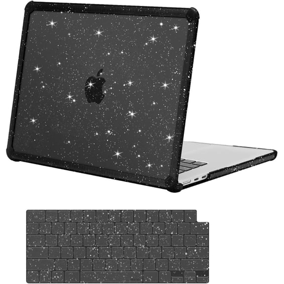 MOSISO Compatible with MacBook Air 15 inch Case 2025 2024 2023 M4 A3241 M3 A3114 M2 A2941,Anti-Cracking&Anti-Fingerprint Heavy Duty Glitter Plastic Hard Case with TPU Bumper&Keyboard Cover