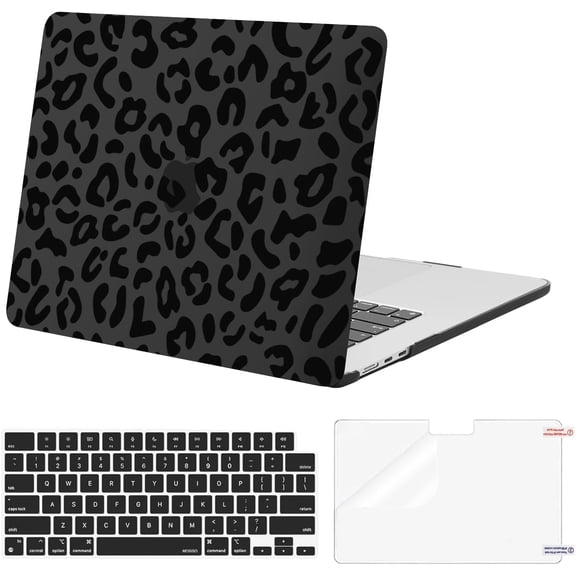 MOSISO Compatible with MacBook Air 15 inch Case 2025 2024 2023 Release M4 A3241 M3 A3114 M2 A2941 with Touch ID, Plastic Leopard Grain Hard Shell Case & Keyboard Cover & Screen Protector