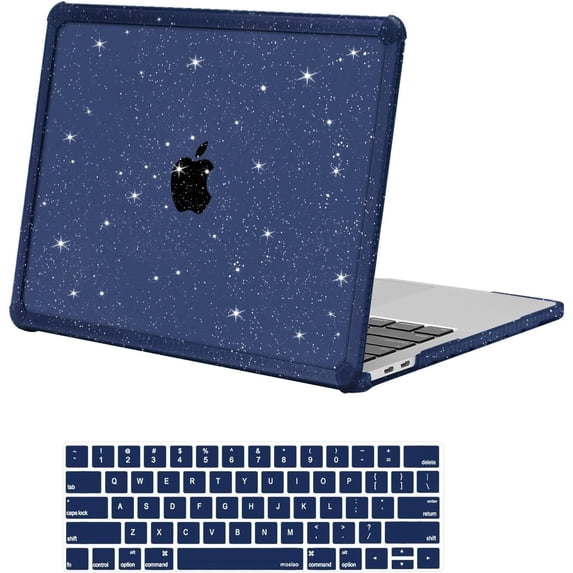 MOSISO Compatible with MacBook Pro 13 inch Case M2 2025-2016 A2338 M1 A2251 A2289 A2159 A1989 A1708 A1706, Anti-Cracking Heavy Duty Glitter Plastic Hard Case with TPU Bumper&Keyboard Cover
