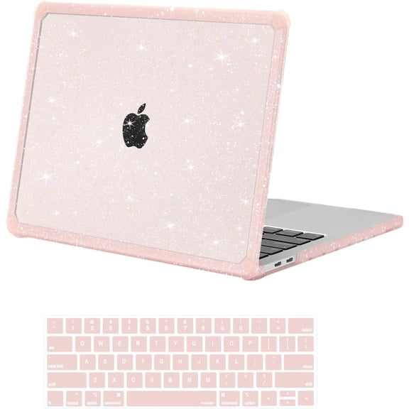 MOSISO Compatible with MacBook Pro 13 inch Case M2 2025-2016 A2338 M1 A2251 A2289 A2159 A1989 A1708 A1706, Anti-Cracking Heavy Duty Glitter Plastic Hard Case with TPU Bumper&Keyboard Cover