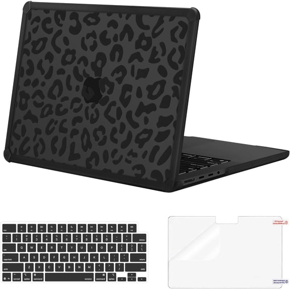 MOSISO Compatible with MacBook Pro 14 inch Case 2025-2021 M5 M4 M3 M2 M1 A3434 A3112 A3185 A3401 A2918 A2992 A2779 A2442, Leopard Grain Heavy Duty TPU Bumper Hard Case&Keyboard Skin&Screen Film