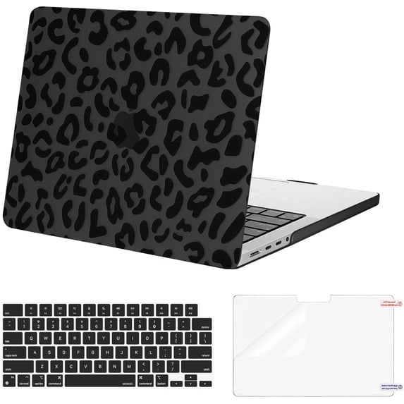 MOSISO Compatible with MacBook Pro 14 inch Case 2025-2021 M5 M4 M3 M2 M1 A3434 A3112 A3185 A3401 A2918 A2992 A2779 A2442 Pro Max, Plastic Leopard Grain Hard Shell&Keyboard Cover&Screen Protector