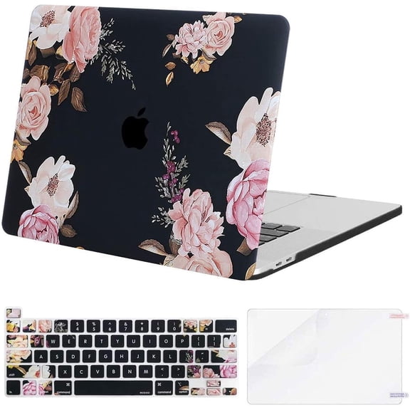 MOSISO Compatible with MacBook Pro 16 inch Case 2020 2019 Release A2141 with Touch Bar Touch ID, Plastic Peony Hard Shell Case & Keyboard Cover Skin & Screen Protector