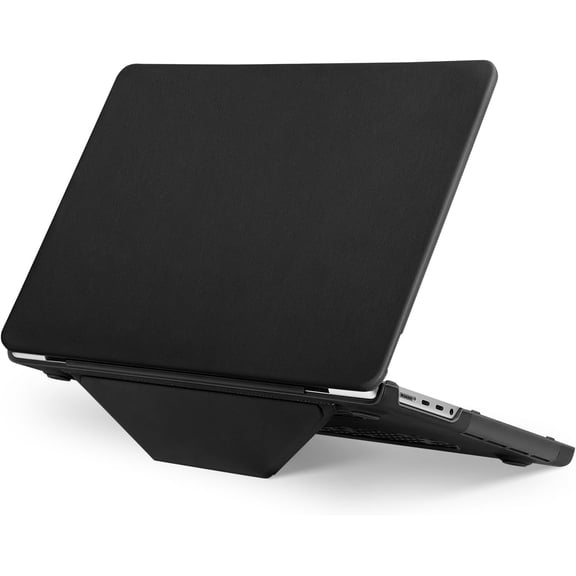 MOSISO Compatible with MacBook Pro 16 inch Case 2025 2024 2023 2022 2021 M4 M3 M2 M1 A3403 A3186 A2991 A2780 A2485 Pro Max, PU Leather Coated Plastic Hard Shell Case Cover with Fold Kickstand