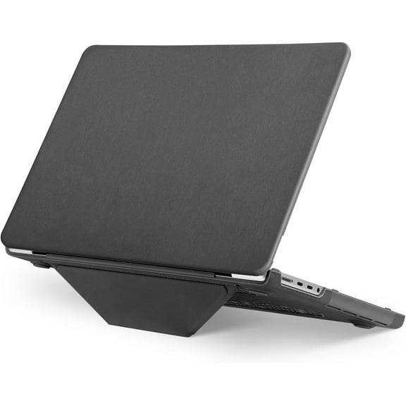 MOSISO Compatible with MacBook Pro 16 inch Case 2025 2024 2023 2022 2021 M4 M3 M2 M1 A3403 A3186 A2991 A2780 A2485 Pro Max, PU Leather Coated Plastic Hard Shell Case Cover with Fold Kickstand