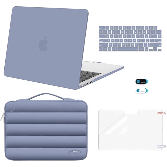 MOSISO Compatible with MacBook Air 13 inch / 13.6 inch Case for M5 A3449 / M4 A3240 / M3 A3113 / M2 A2681 (2022–2026),5-in-1 Set Hard Shell Protective Cover Set