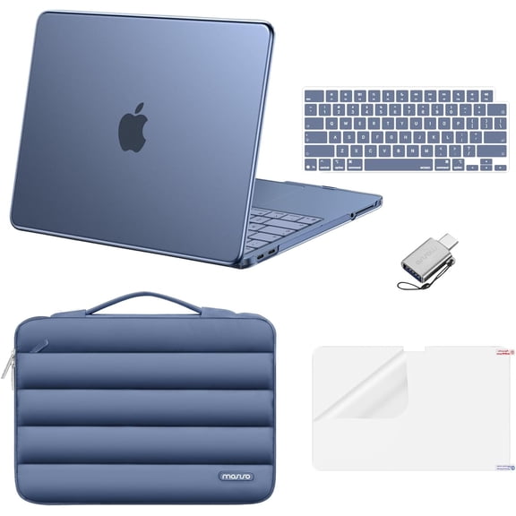 MOSISO Compatible with MacBook Neo Case 13 inch,5-in-1 Set Protective Hard Shell with Puffy Sleeve Bag