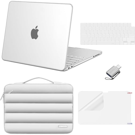 MOSISO Compatible with MacBook Neo Case 13 inch,5-in-1 Set Protective Hard Shell with Puffy Sleeve Bag