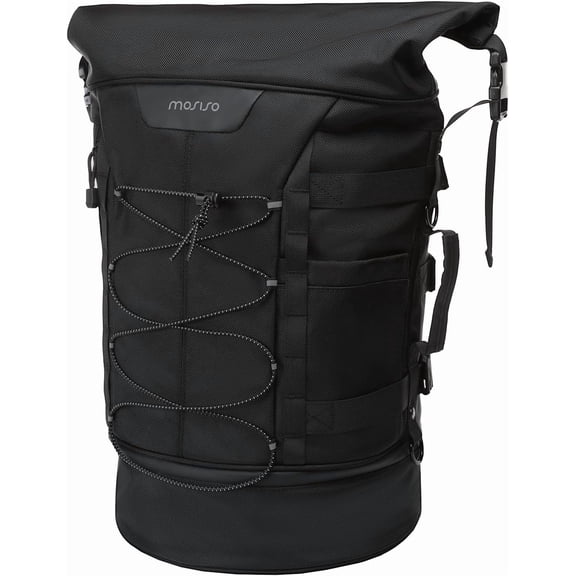 MOSISO Expandable Motorcycle Tail Bag 30L-48L, Waterproof Luggage Seat Bag with Rain Cover & Shoulder Strap, Universal Fit