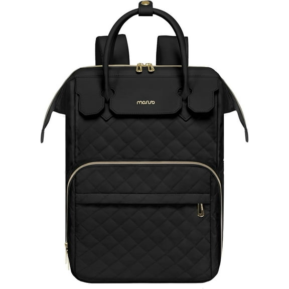 MOSISO Laptop Backpack for Women Men, 15-15.6 inch Rhombus Quilted Flight Approved Travel Backpack with PU Handle, 16 inch Carry on Daypack with USB Port for College Work Business