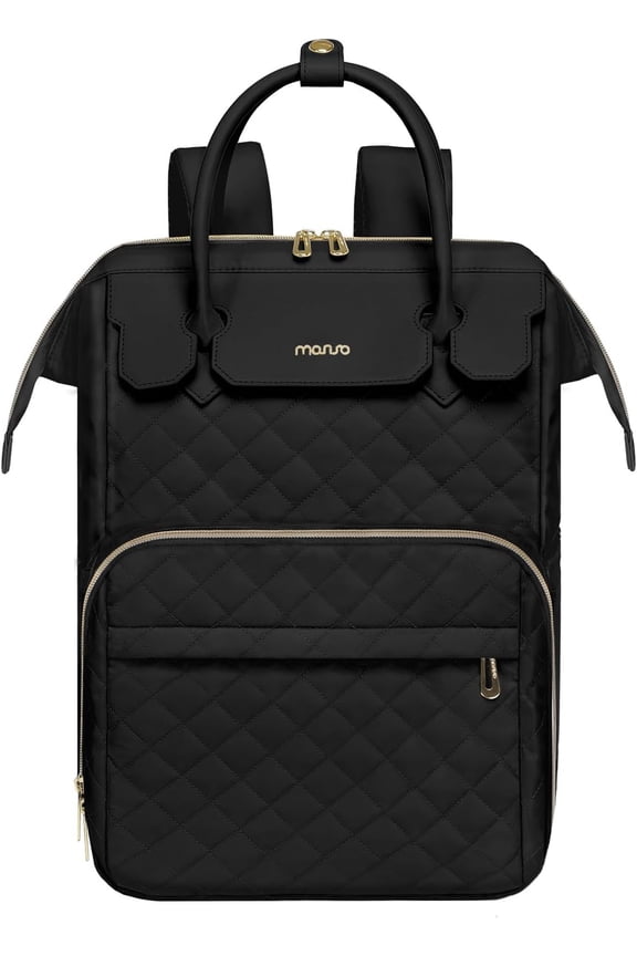 Laptop Backpack for Women Men, 15-15.6 inch Rhombus Quilted Flight Approved Travel Backpack with PU Handle, 16 inch Carry on Daypack with USB Port for College Work Business