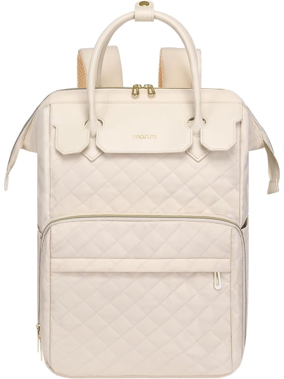 Laptop Backpack for Women Men, 15-15.6 inch Rhombus Quilted Flight Approved Travel Backpack with PU Handle, 16 inch Carry on Daypack with USB Port for College Work Business