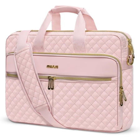 MOSISO Laptop Bag Briefcase for Women&Men Square Quilted Computer Messenger Bag Office Travel Business with 3 Pockets&Strap