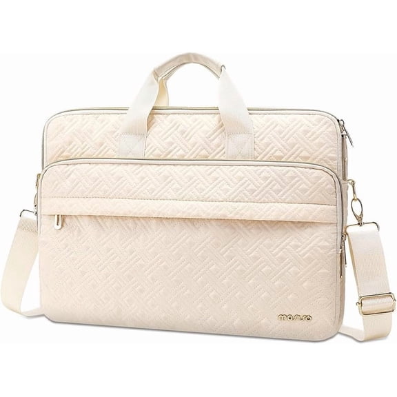 MOSISO Laptop Bag for Women&Men 16inch Double Line Rhombus Quilted Briefcase Computer Messenger Bag with 2 Front Pockets&Strap